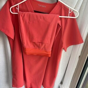 Coral colored mandala scrubs set small